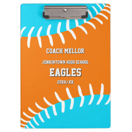 Carpeta De Pinza ANY team colors baseball softball w coach name