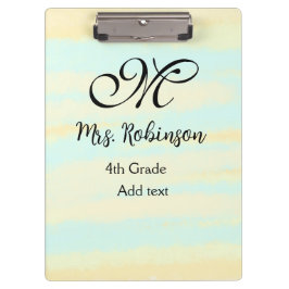 Carpeta De Pinza apreciación del profesor de acuarcolía azul amaril