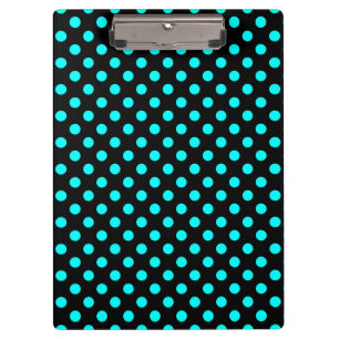 Carpeta De Pinza Aqua azul personalizable sobre lunares negros