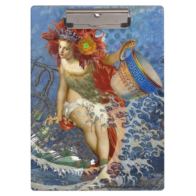 Carpeta De Pinza Aquarius Mermaid Arte Gótico Azul (Anverso)