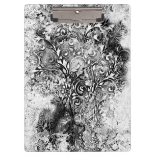 Carpeta De Pinza Árbol De La Vida - Hojas En Espiral Estilo Grunge