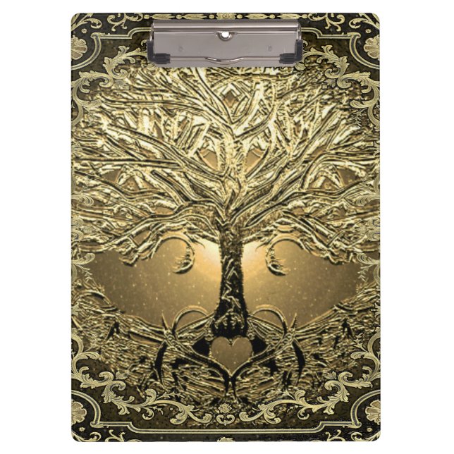 Carpeta De Pinza Árbol de oro de la vida Rústico antiguo  (Anverso)