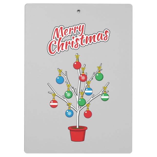 Carpeta De Pinza Árbol de sucursal desnudo de los navidades - Feliz (Reverso)