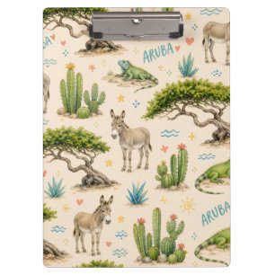 Carpeta De Pinza árbol divi de Aruba, burro, iguana, cactus