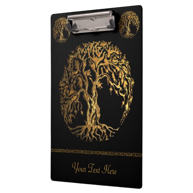 Carpeta De Pinza Árbol Mehndi de la Vida (Oro) (Henna) (Izquierda)
