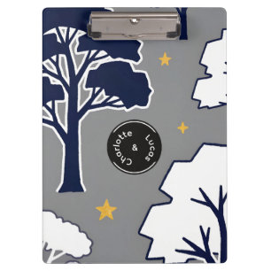 Carpeta De Pinza Árbol y Estrella Personalizados de Bosque Moderno