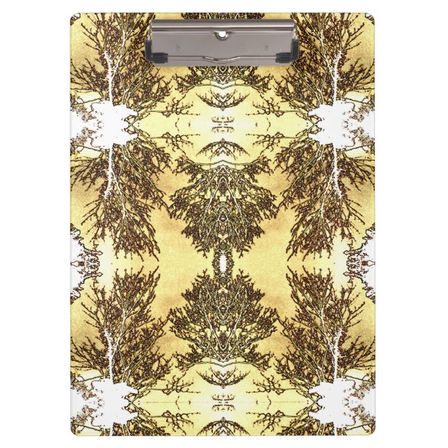 Carpeta De Pinza Árboles negros cielo amarillo brillante (Anverso)