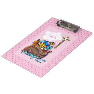 Carpeta De Pinza Arca de Noé personalizable para bautizo de bebé, n