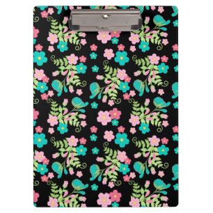 Carpeta De Pinza Arcoíris Pastel Flores Jardín Floral Negro Hojas