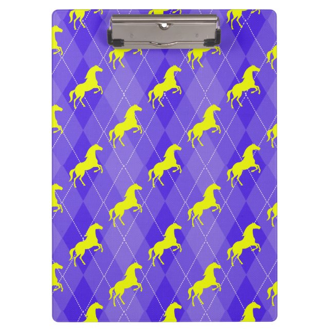 Carpeta De Pinza Argel morado y amarillo, caballo, ecuestre (Anverso)