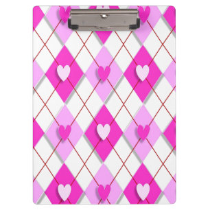 Carpeta De Pinza Argyle de corazones púrpuros