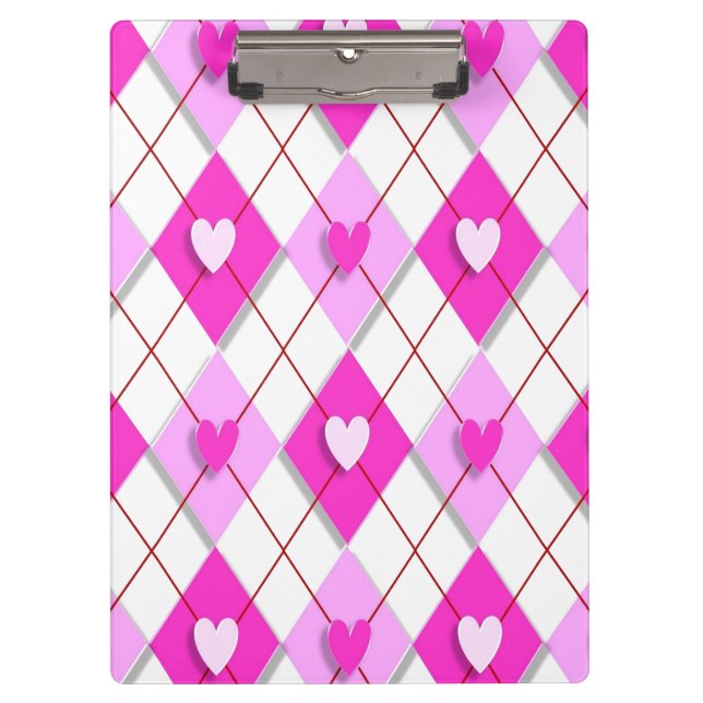 Carpeta De Pinza Argyle de corazones púrpuros (Anverso)