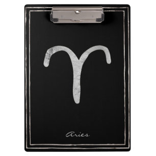 Carpeta De Pinza Aries símbolo de astrología estilizada de plata ma