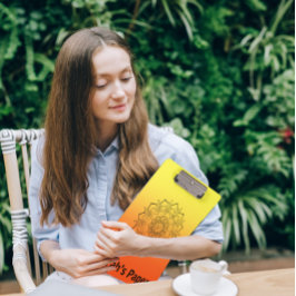 Carpeta De Pinza Art Deco Naranja Amarillo Mandala
