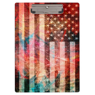 Carpeta De Pinza Art Grunge Bandera Estadounidense #6