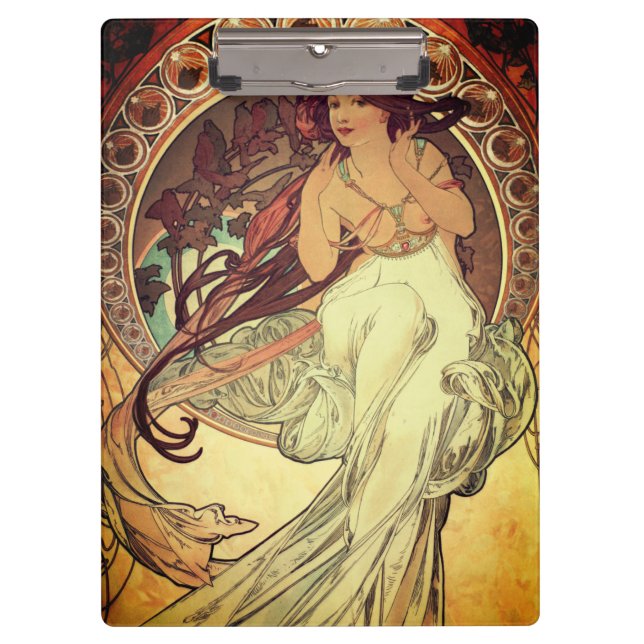 Carpeta De Pinza Art Nouveau Alphonse Mucha elegante mujer cosecha (Anverso)