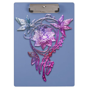 Carpeta De Pinza Art Nouveau elegante joya floral púrpura rosa