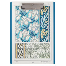 Art nouveau iris lily arte textil floral azul