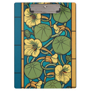 Carpeta De Pinza Art Nouveau Nasturtium Azul Dorado floral Verneuil
