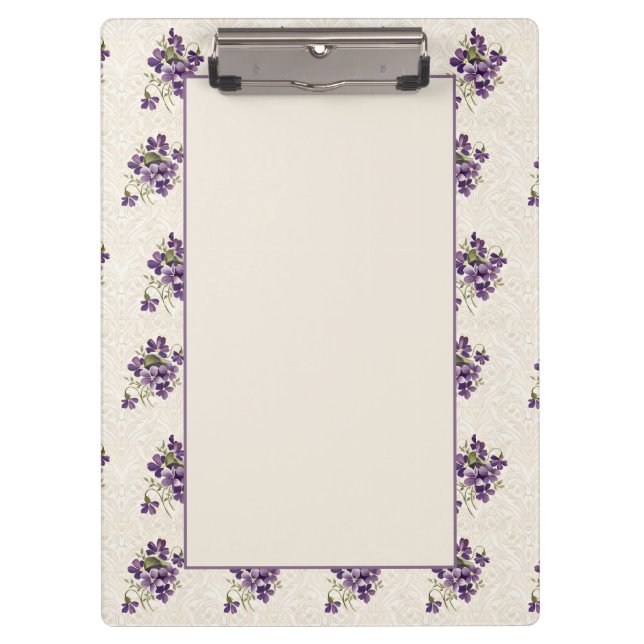 Carpeta De Pinza Art Nouveau Violet Floral Pattern (Anverso)