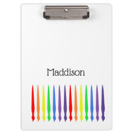 Carpeta De Pinza ART, pinceles de arcoiris y tu nombre