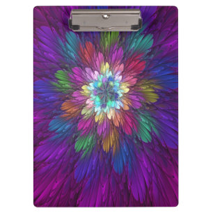 Carpeta De Pinza Arte abstracto fractal de flor psicodélica colorid