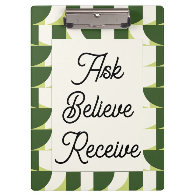 Carpeta De Pinza Arte abstracto geométrico verde blanco (Anverso)