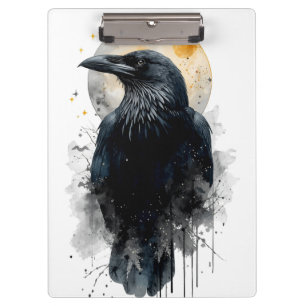 Carpeta De Pinza Arte Acuarela de Cuervo Místico   Cuervo Lunar Gót
