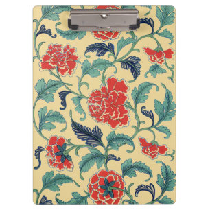 Carpeta De Pinza Arte Antiguo Chinoisería Floral Roja Art Nouveau V
