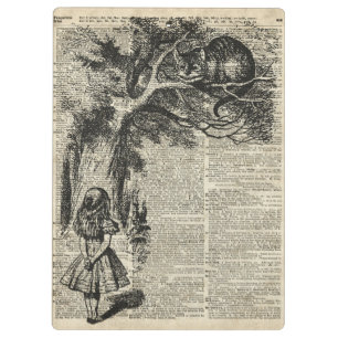 Carpeta De Pinza Arte de Alicia y de la plantilla de Cheshire en la