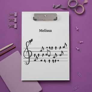 Carpeta De Pinza Arte de clave de sol de Songbird personalizado