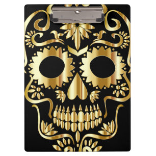 Carpeta De Pinza Arte de cráneo de azúcar, Día de Muertos negro y d
