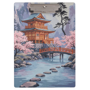 Carpeta De Pinza Arte de Flor de Cerezo de Pagoda Japonesa