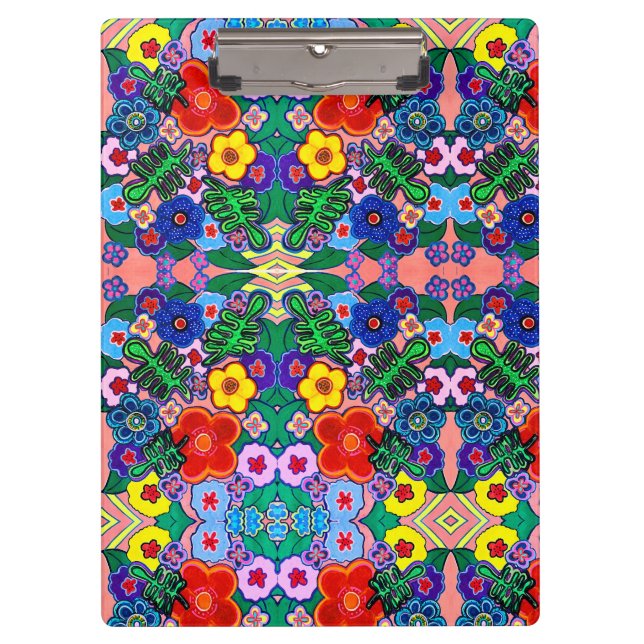 Carpeta De Pinza Arte de flores luminosas abstractas (Anverso)