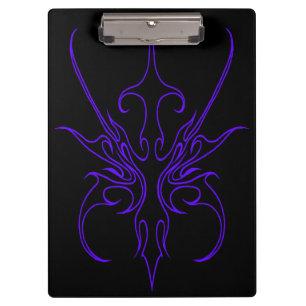 Carpeta De Pinza Arte de línea tribal negro y púrpura feroz