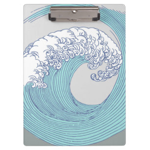Carpeta De Pinza Arte de olas de surf Ukiyo-e japonés vintage Costa