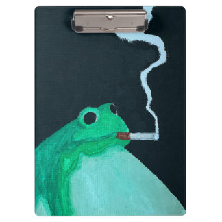 Carpeta De Pinza Arte de Rana Malhumorada | Rana fumando divertida