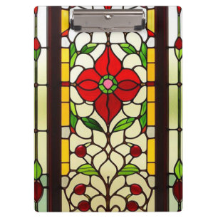 Carpeta De Pinza Arte de vidrio emplomado elegante Flor Roja