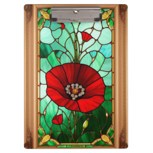 Carpeta De Pinza Arte de vidrio tintado Flor Roja Viva