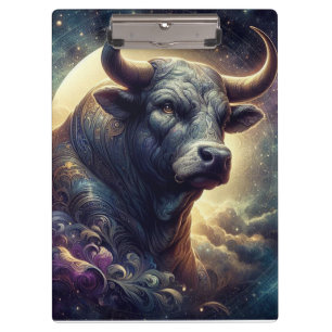 Carpeta De Pinza Arte de Zodíaco Tauro - Toro Majestuoso