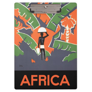 Carpeta De Pinza Arte Deco Vintage de Viajes, Indígena en Jungla Af