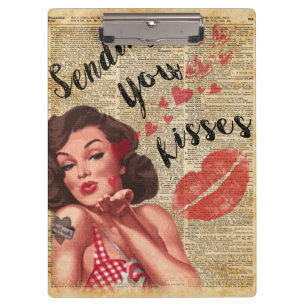 Carpeta De Pinza Arte del vintage del chica Pin-para arriba que