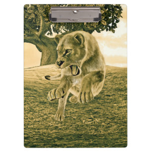 Carpeta De Pinza Arte dramático de safari de fauna con leona