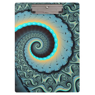 Carpeta De Pinza Arte en espiral abstracto azul turquesa naranja fr