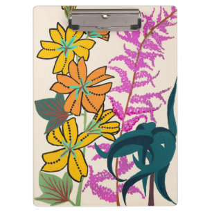 Carpeta De Pinza Arte Floral Art Déco Vibrante Magenta y Naranja