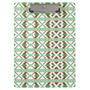 Carpeta De Pinza Arte folclórico étnico letón verde y rojo