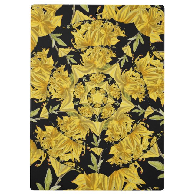 Carpeta De Pinza Arte fractal azalea amarillo y negro (Reverso)