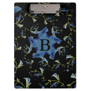 Carpeta De Pinza Arte fractal de sabio azul y negro