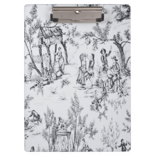 Carpeta De Pinza Arte francés toile de jouy elegante en blanco y ne