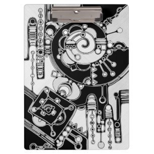 Carpeta De Pinza Arte Geométrico Blanco Y Negro 4